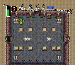 No Somaria required. Access Tile room with hookshot, bombs, bow and lamp. 3 arrows in wall, 2 bombs, sword out, hook x2 to the right chest. In bottom corner, bomb x 2 and lamp x 2, quickly hook north.