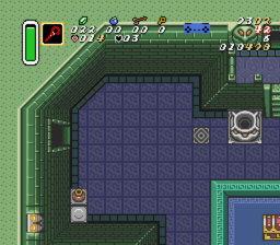 Tap left to push the block and cause STC. The big door opens and all dungeon sprites disappear.
